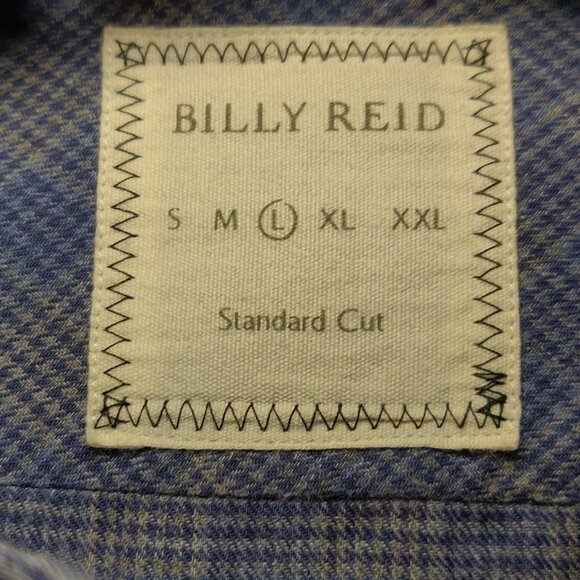 Billy Reid Standard Cut Long Sleeve Button Down Blue/Grey Plaid Shirt Men LARGE - Picture 2 of 7